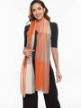 Featherlight Orange White Cashmere Scarf