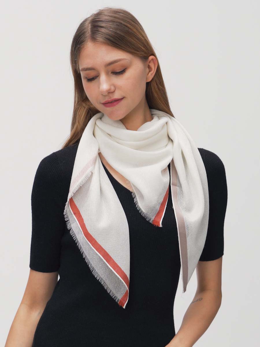 Square Cashmere Scarf | Featherlight White | Ovcio