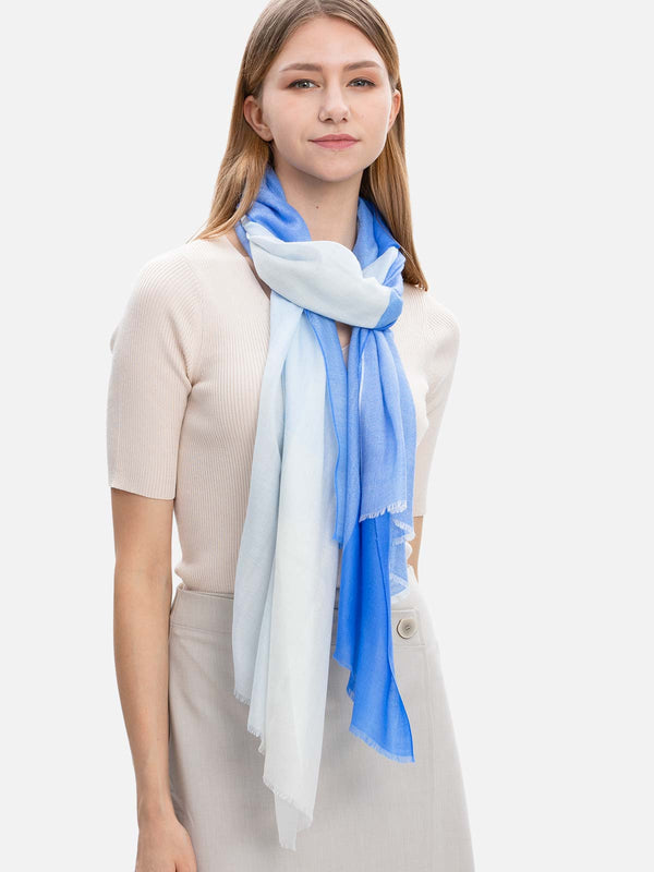 100% Cashmere Scarf | Featherlight Azure White | Ovcio