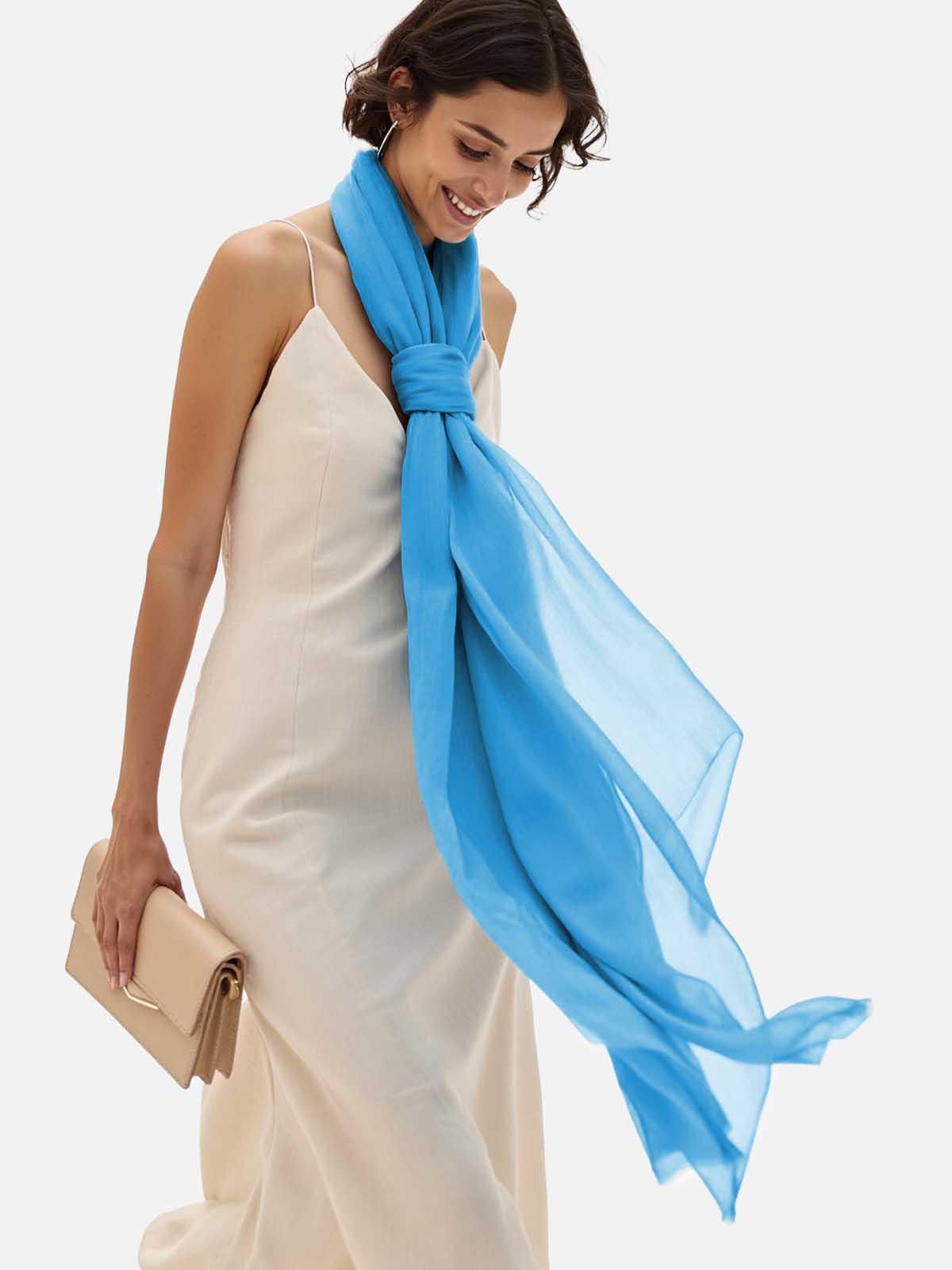 Featherlight Sky Blue Cashmere Scarf