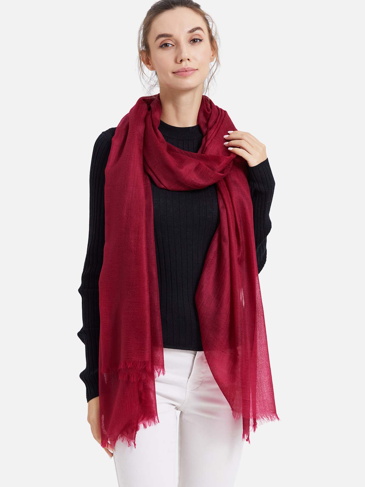 Red Cashmere Scarf | Mongulai