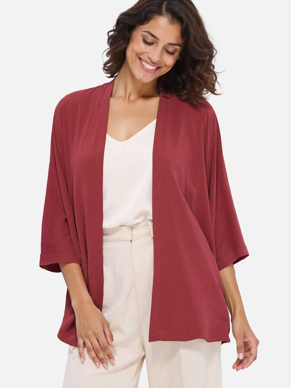 Silk Cardigan | Wine Red | Ovcio