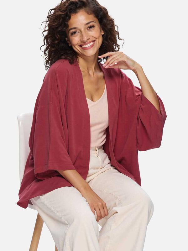 Silk Cardigan | Wine Red | Ovcio