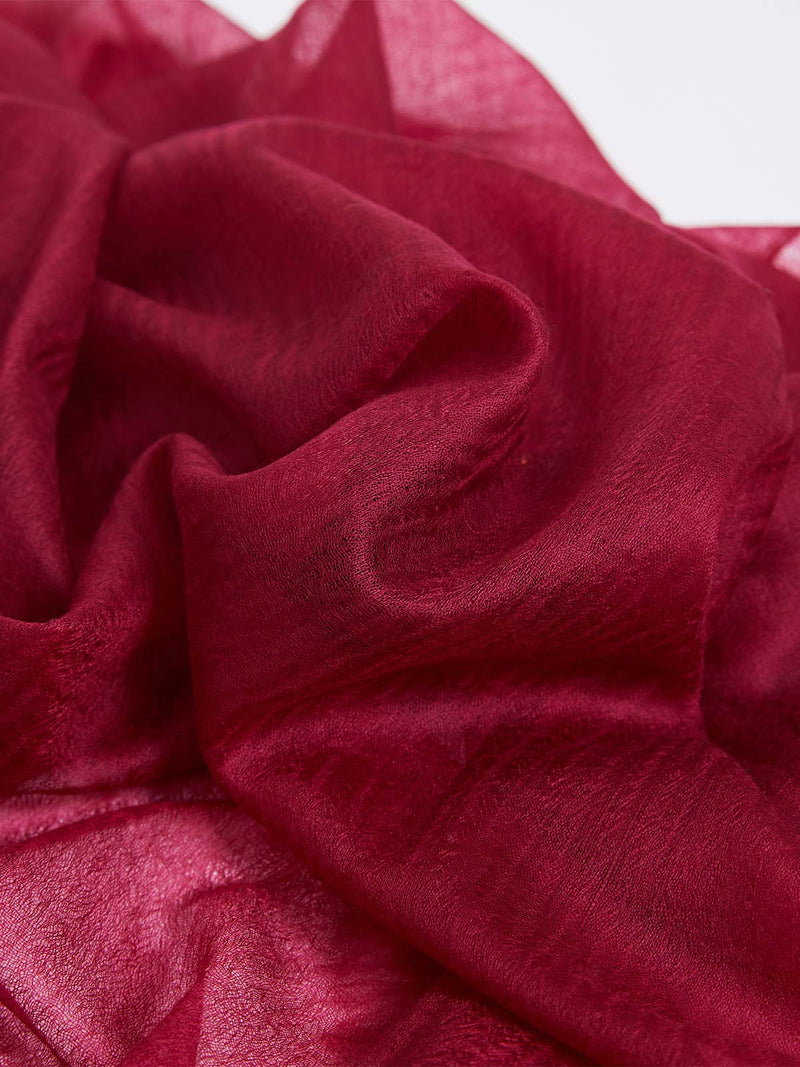 Featherlight Wine Red Cashmere Scarf