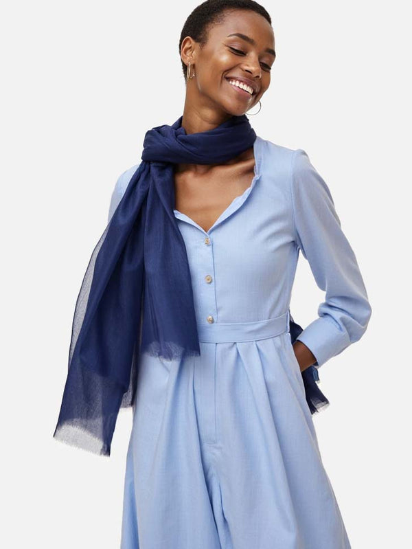 navy blue dress scarf 100% Cashmere | Featherlight Summer Archive Color:As Picture:Black/Burgundy Wear draped over neck. Black Basic Hijabi Dress