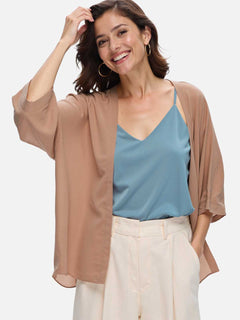 Silk Cardigan | Mocha | Ovcio