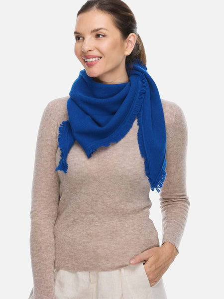 100% Cashmere Scarf | Triangle Sapphire Cashmere Scarf | Ovcio