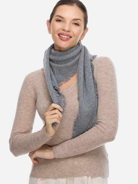 100% Cashmere Scarf | Triangle Gray Cashmere Scarf | Ovcio