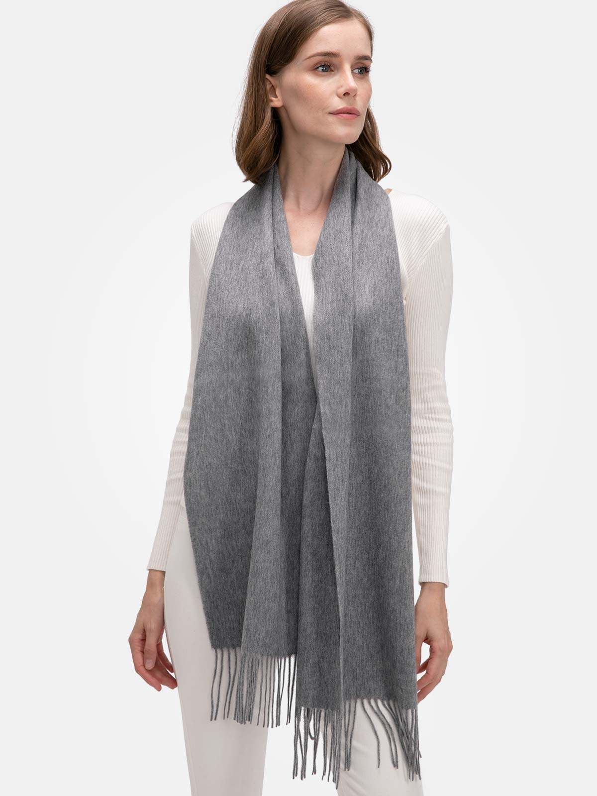grey dress scarf Ladies - Dark Gray Melange Scarf-Collar Dress - Size: L