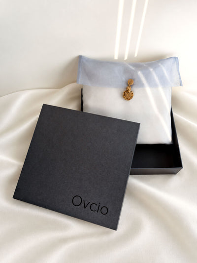 the packaging box that contained Ovcio cashmere wrap
