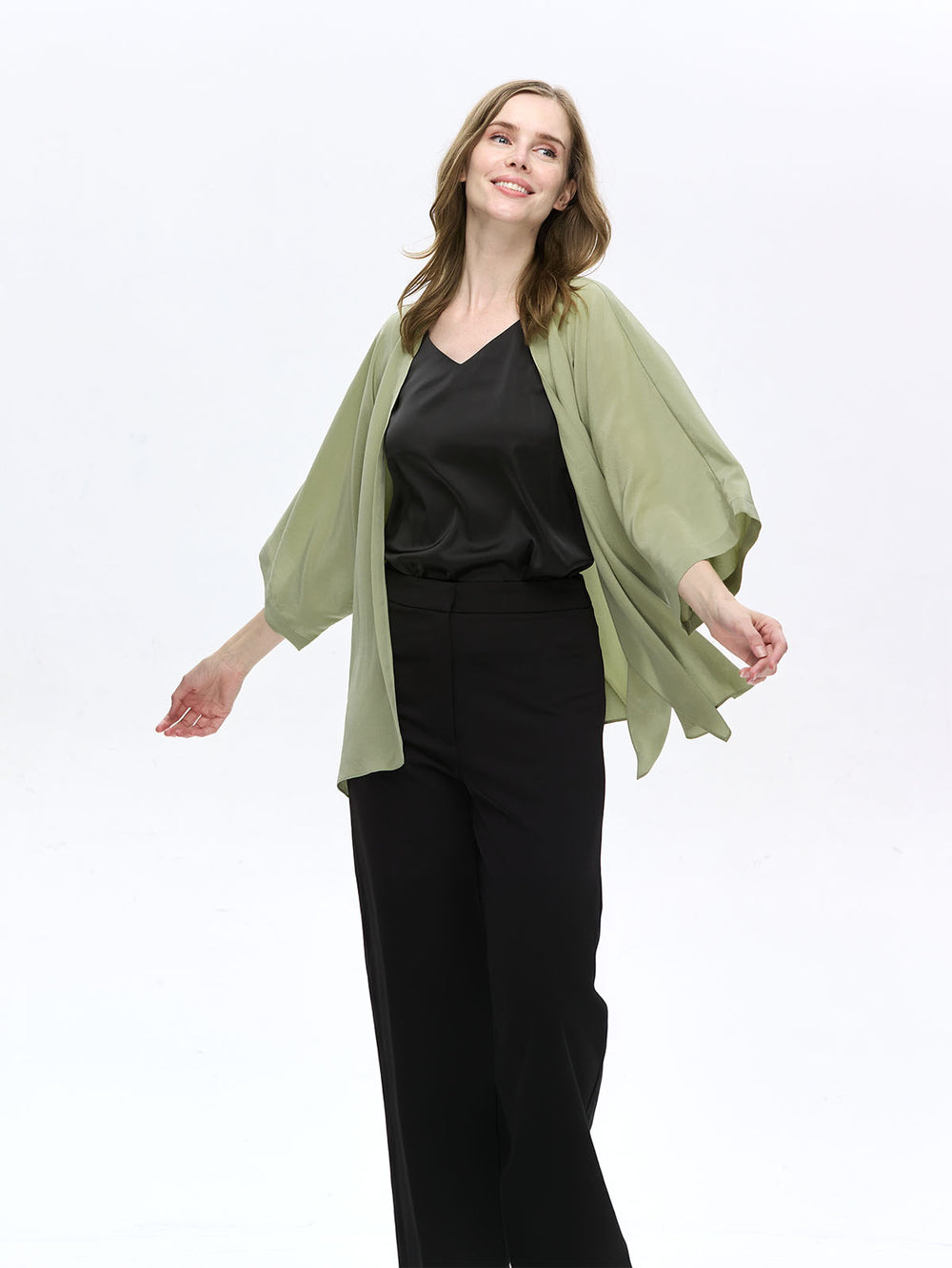 Silk Cardigan | Olive | Ovcio